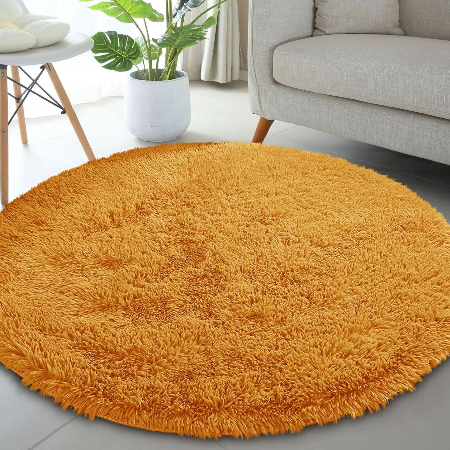 Soft Fluffy Decorative Ochre Shaggy Rugs