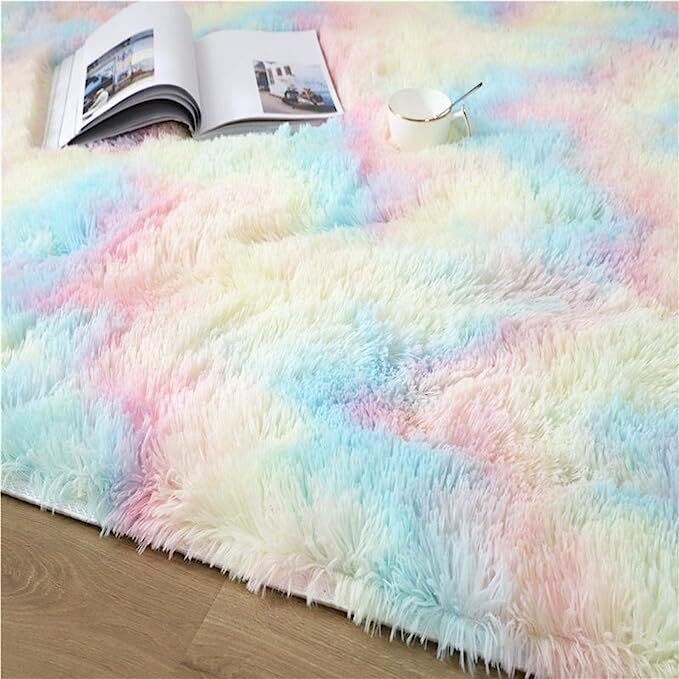 Soft Fluffy Decorative Rainbow Shaggy Rugs