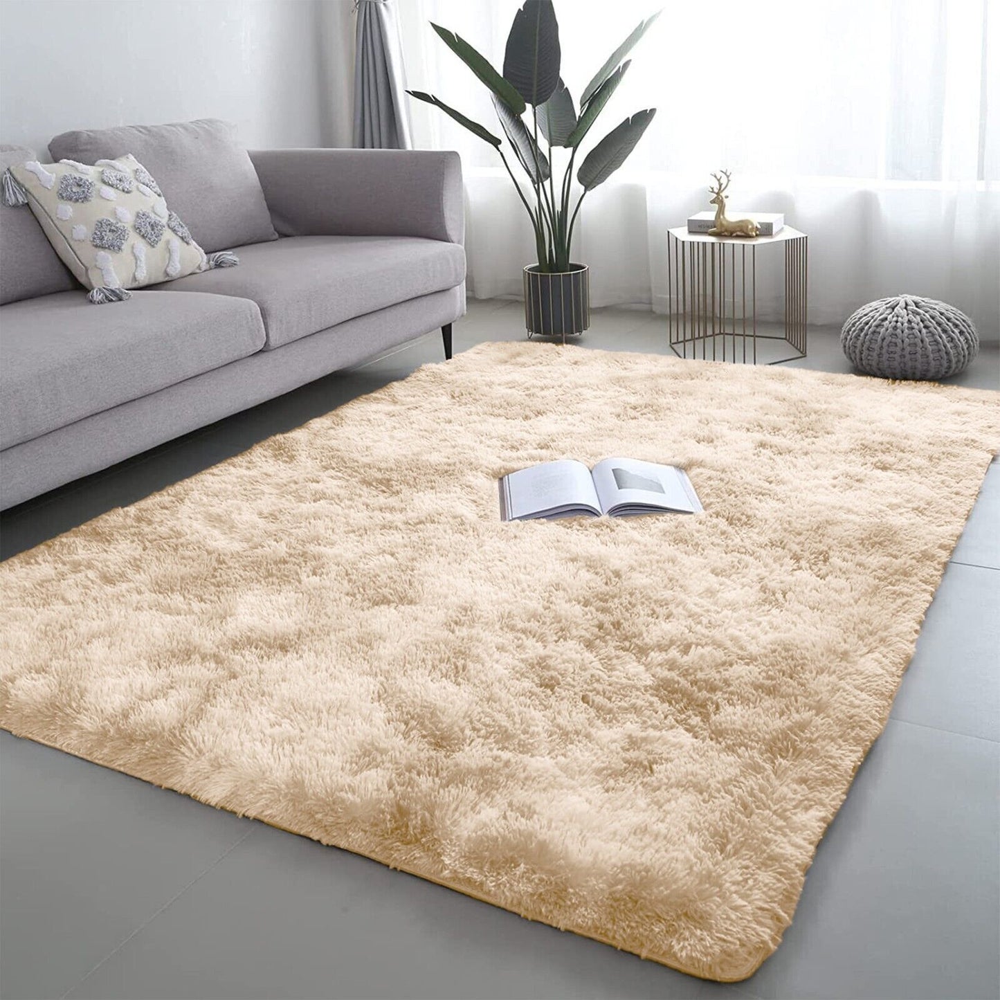 Soft Fluffy Decorative Beige Shaggy Rugs