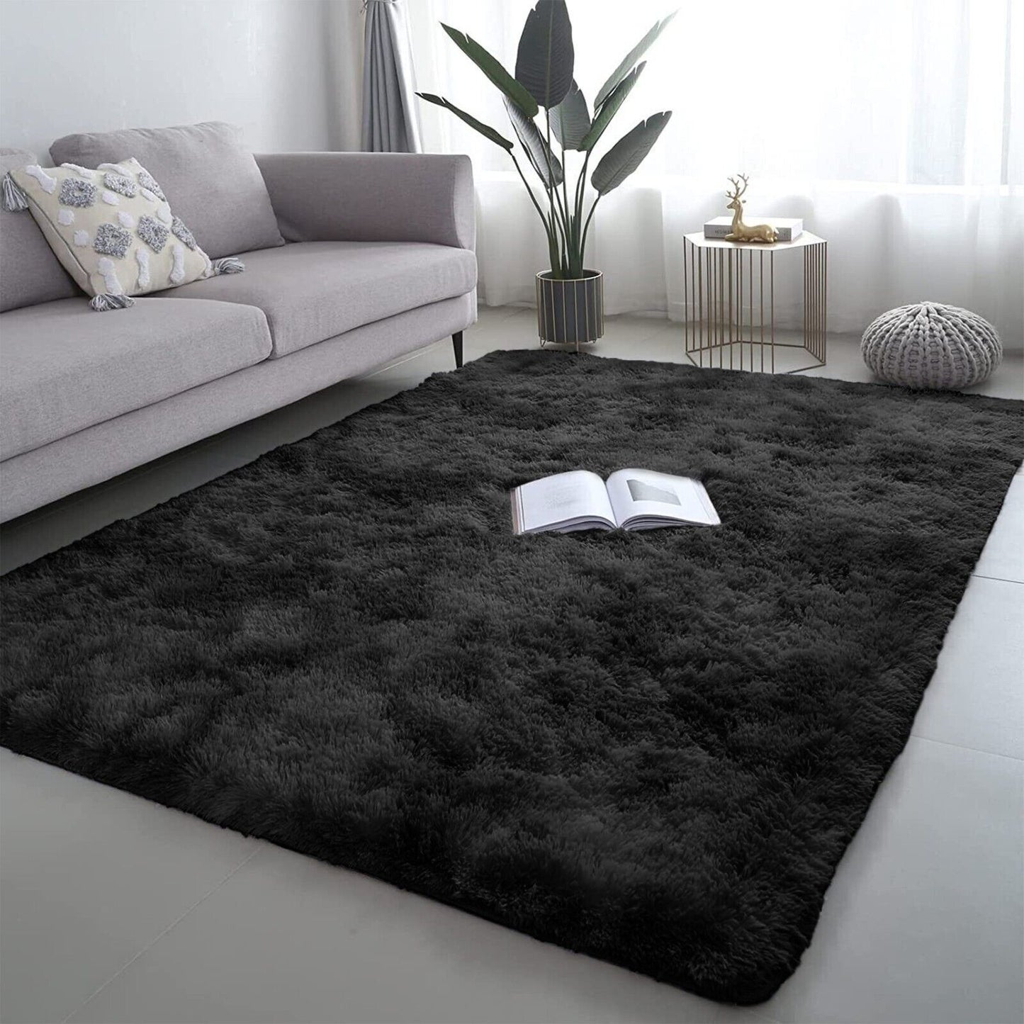 Soft Fluffy Decorative Black Shaggy Rugs`