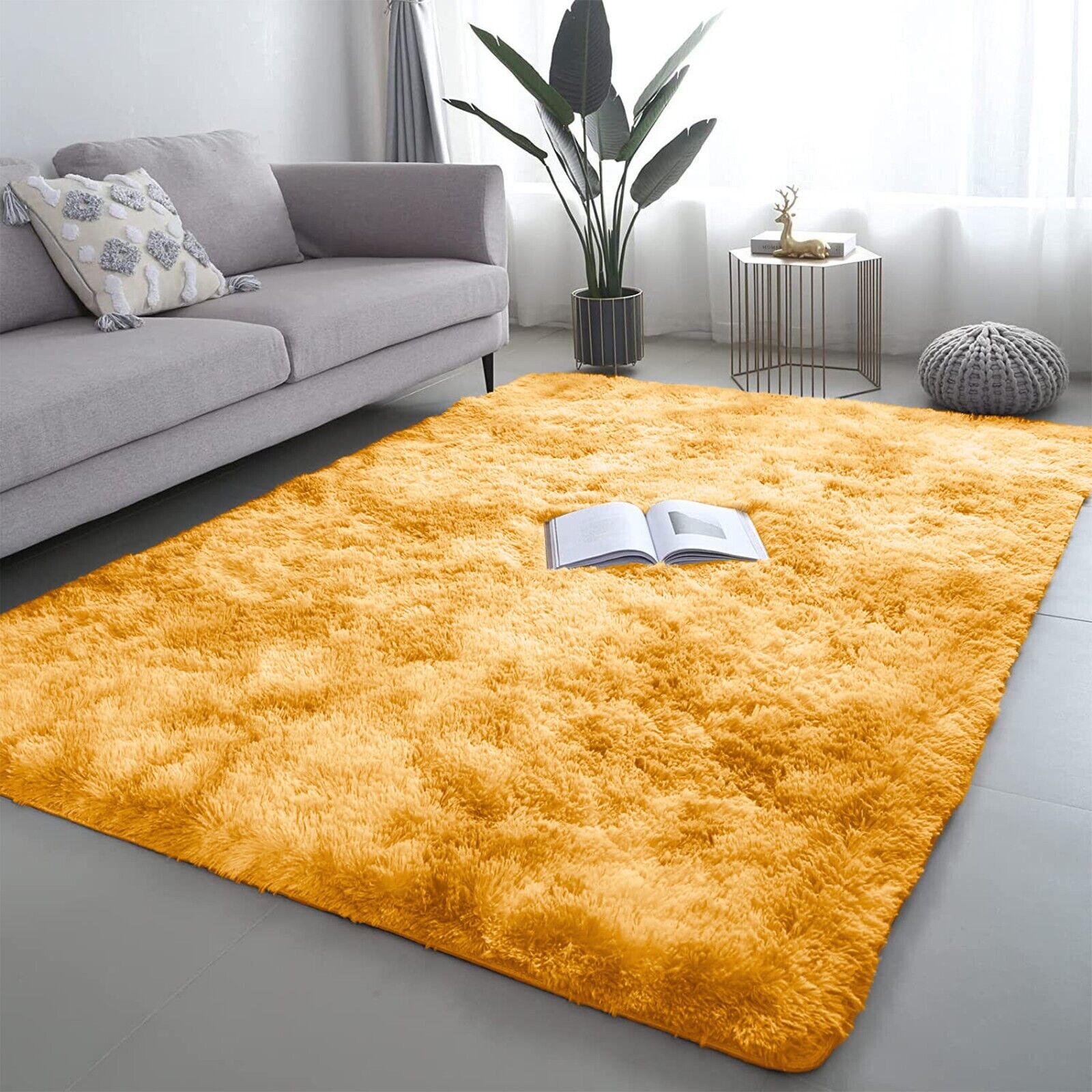 Soft Fluffy Decorative Ochre Shaggy Rugs