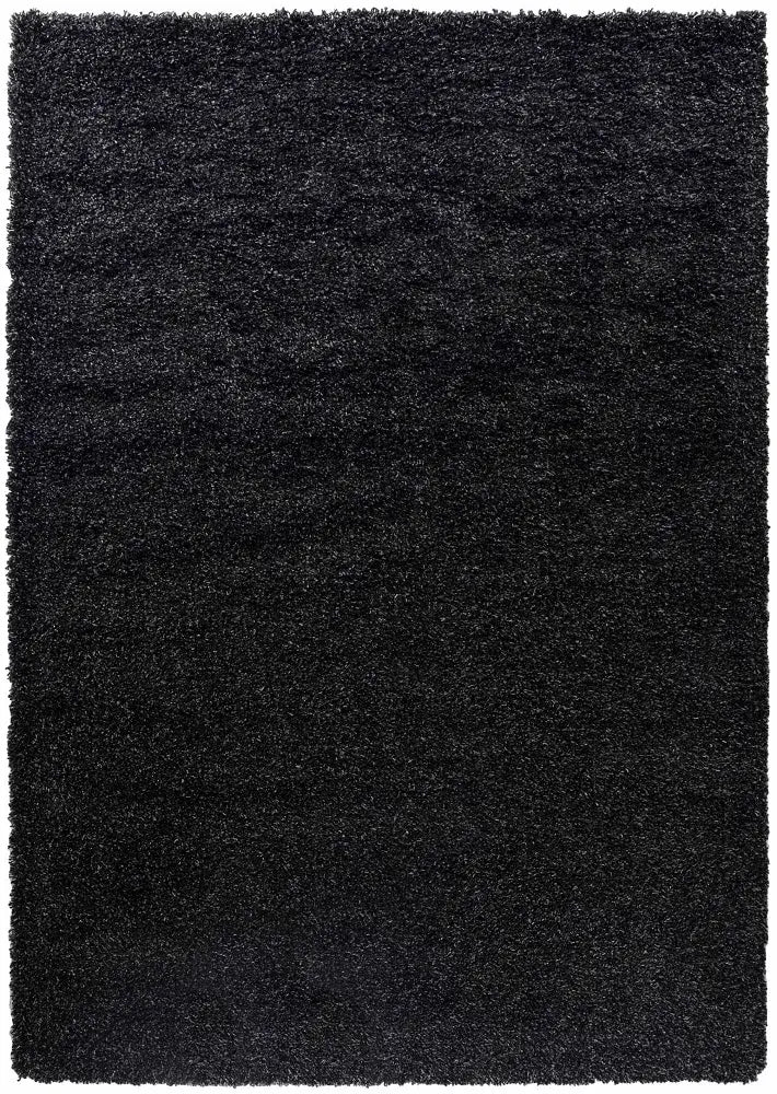 detailed textured view of anthracite shaggy rug