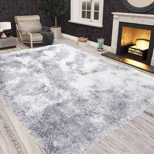 Shimmer Shaggy Fluffy Rugs White (Nat)