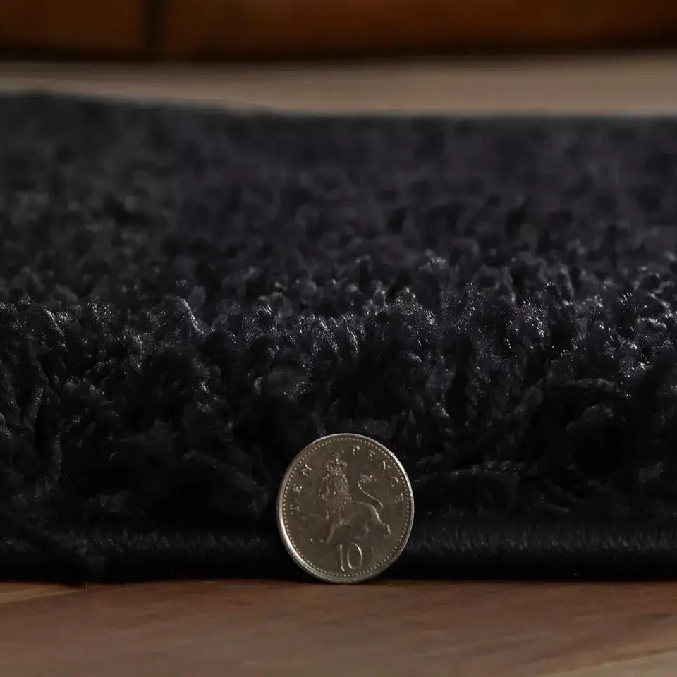 Black Shaggy Rugs Thick Pile (V-63)