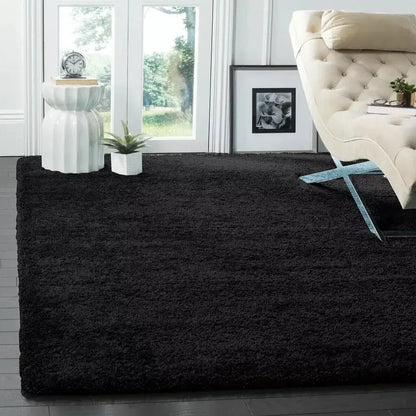 Black Shaggy Rugs Thick Pile (V-63)