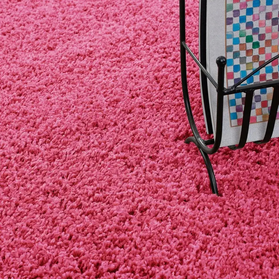 Pink Shaggy Runner Rugs Thick Pile (V-63)