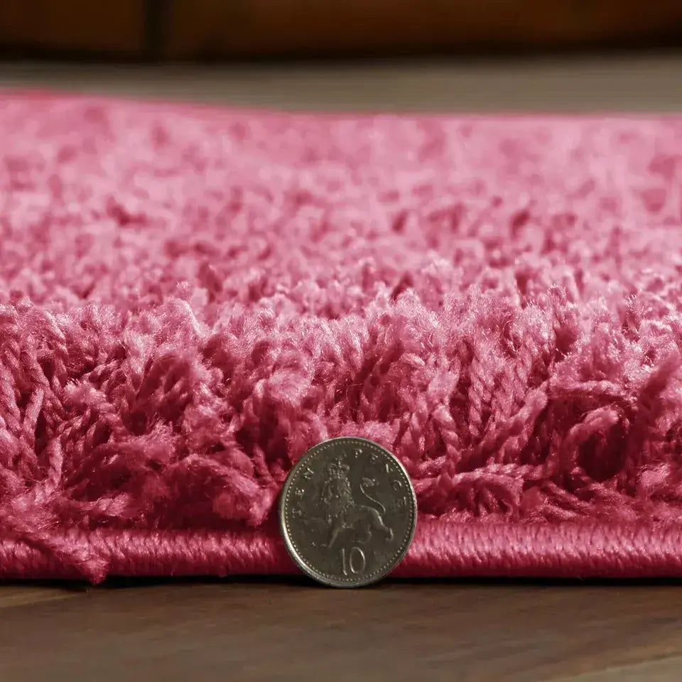 Pink Shaggy Runner Rugs Thick Pile (V-63)