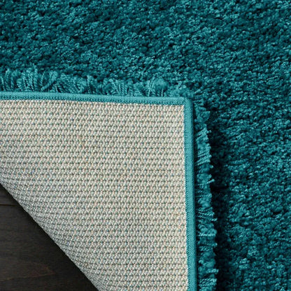 Teal Shaggy Runner Rugs Thick Pile (V-63)