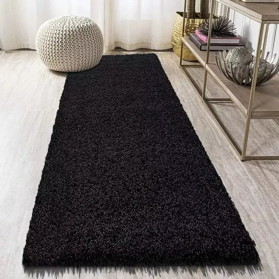 Black Shaggy Rugs Thick Pile (V-63)