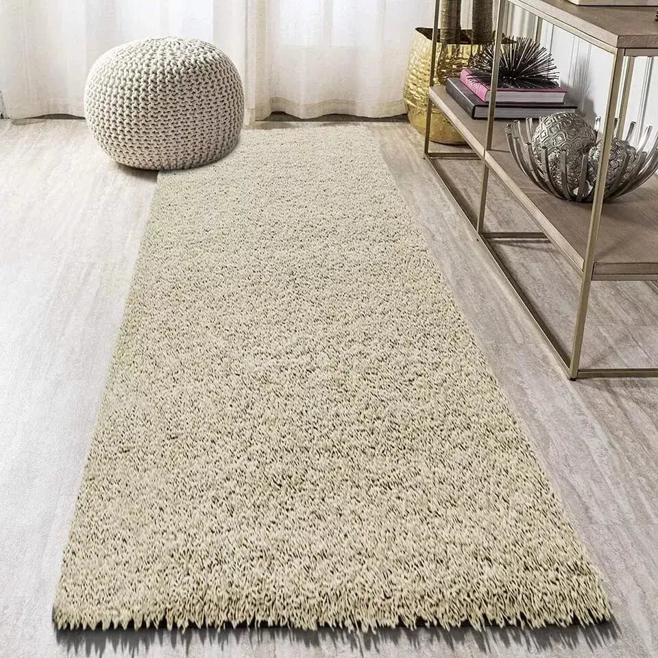 Ivory Shaggy Rugs Thick Pile (V-63)