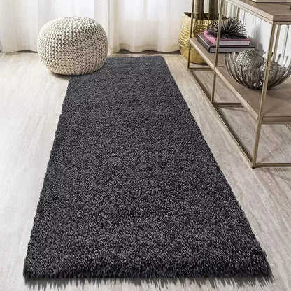 Dark Grey Shaggy Runner Rugs Thick Pile (V-63)