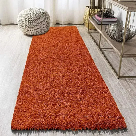 Orange Shaggy Runner Rugs Thick Pile (V-63)