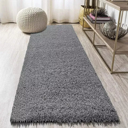 Grey Shaggy Runner Rugs Thick Pile (V-63)