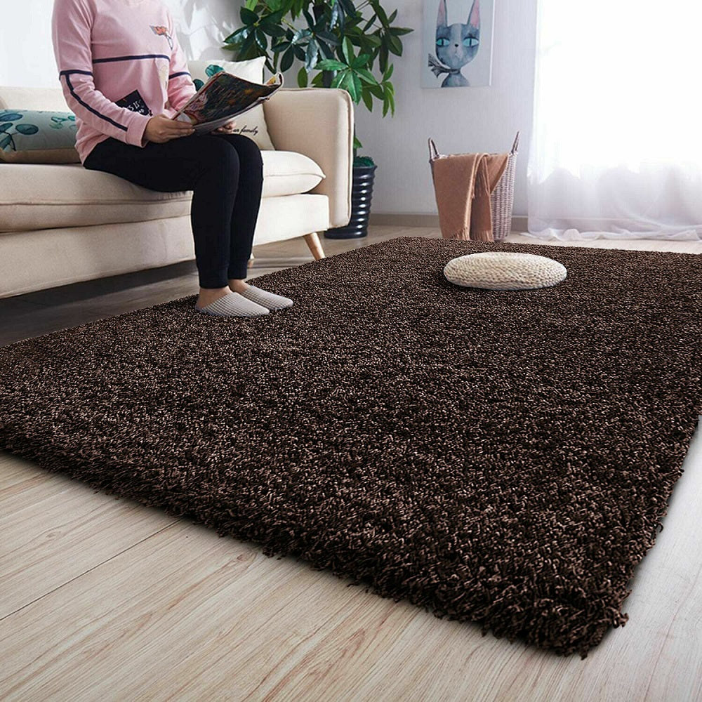 Brown Shaggy Rugs Thick Pile (V-63)