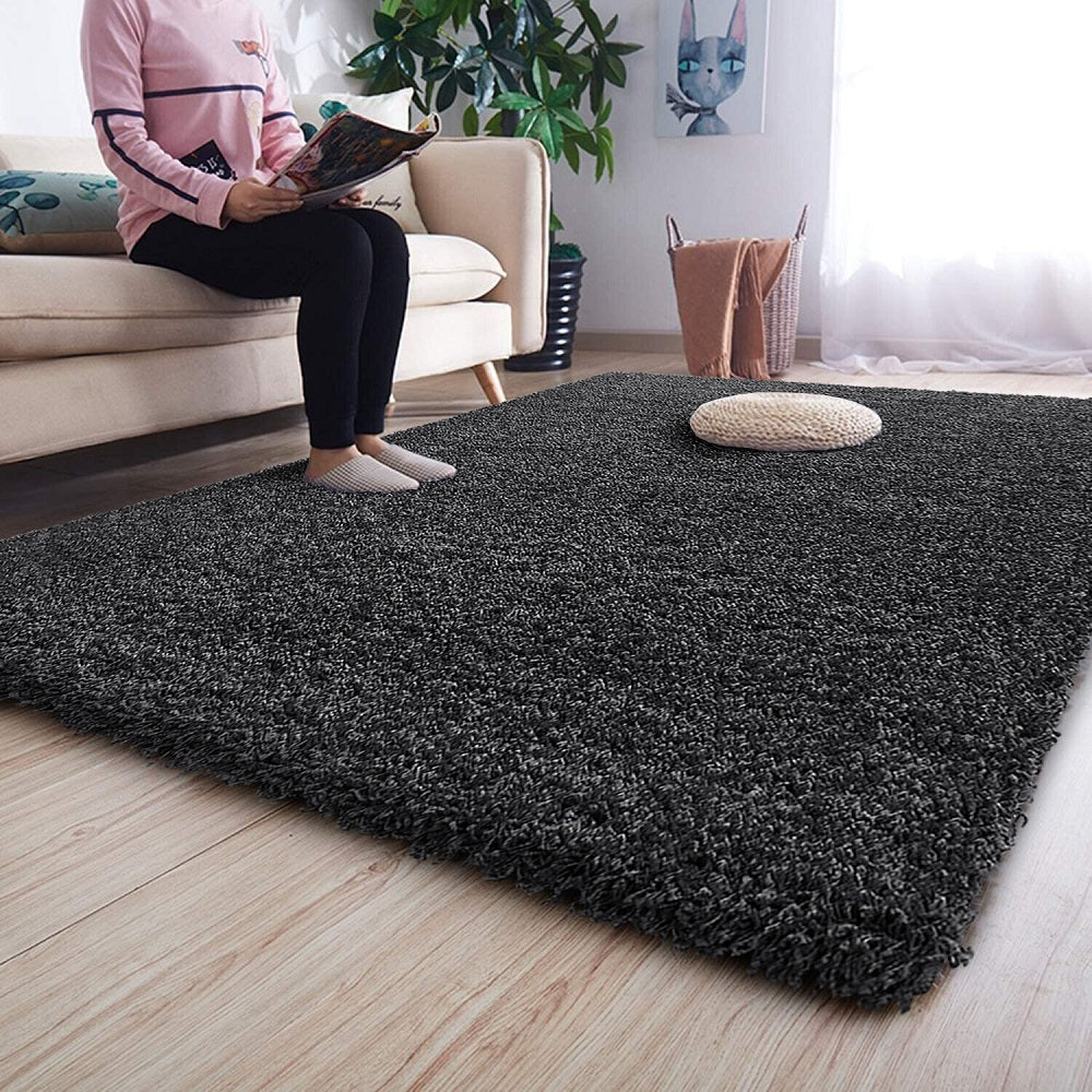 Dark Grey Shaggy Rugs Thick Pile (V-63)