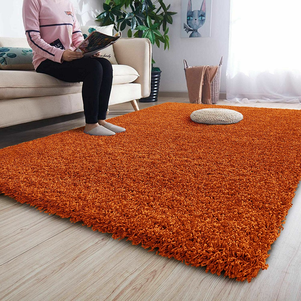 Thick Shaggy Rug Orange 5cm Dense Pile Thick Shaggy Rug Orange 5cm Dense Pile