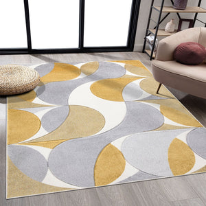 Geometric Hand Carved Rugs Yellow (Ken)